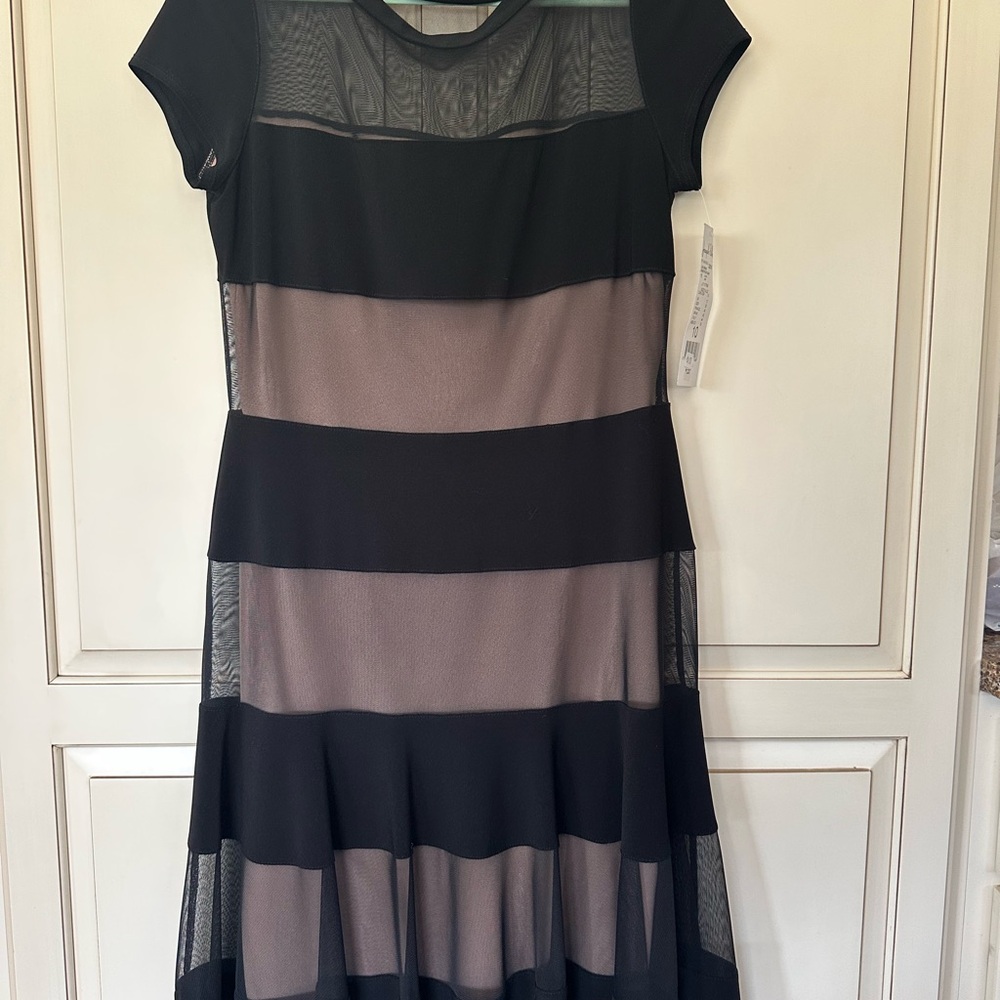 Black and Beige Striped Dress